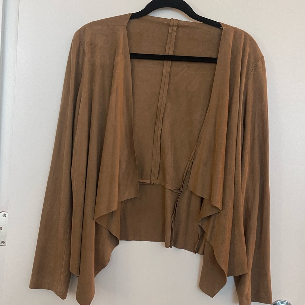 Open front faux suede light jacket